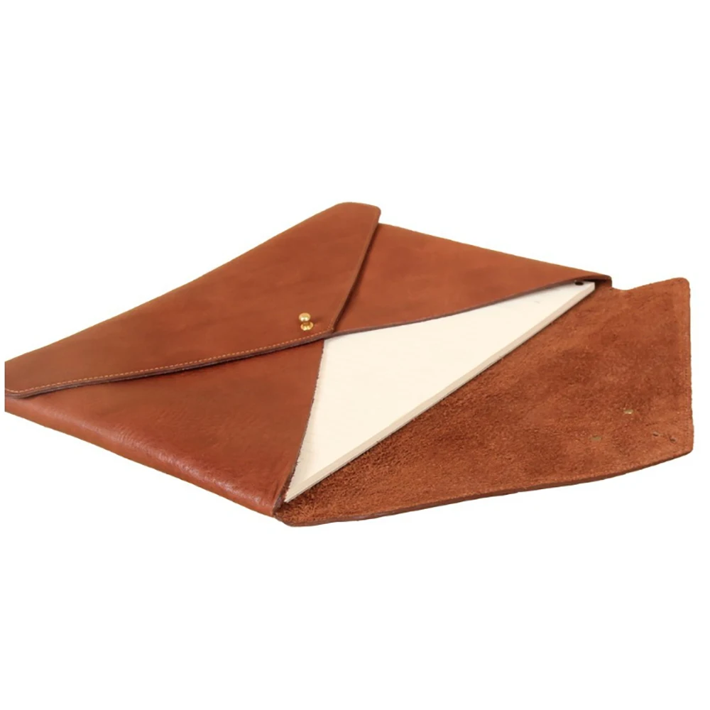 Zippered leather Document Holder with Interior Pocket for Tablet brown folder