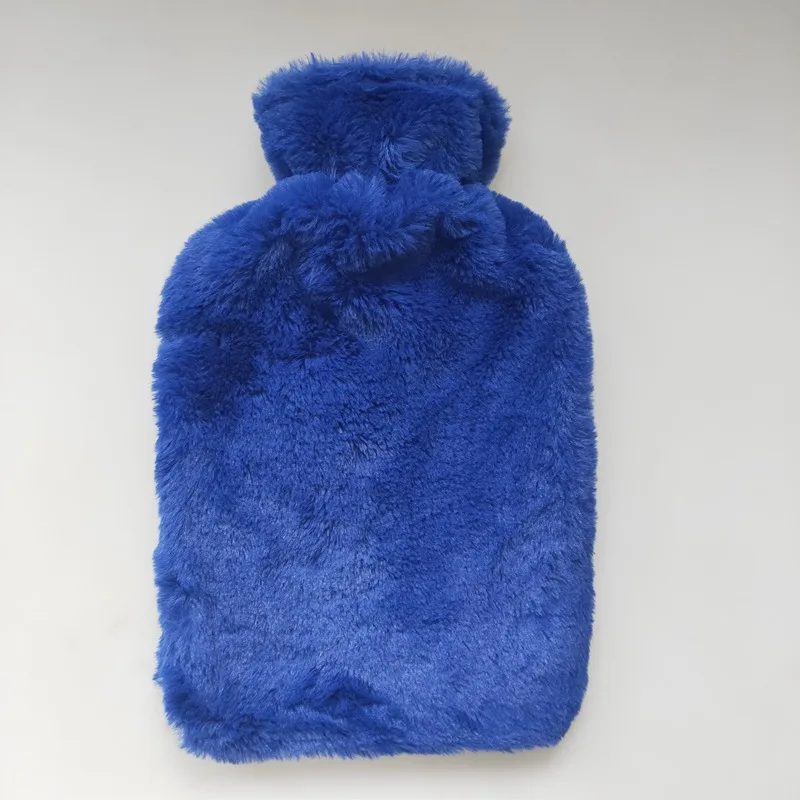 polyester colourful soft rabbit fur navy blue plush cover for 2 liter hot water bottle
