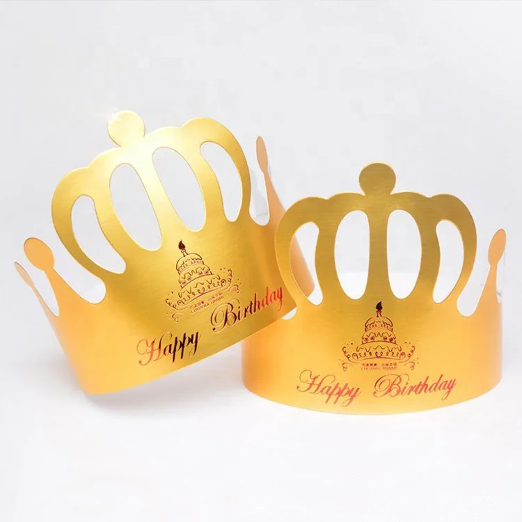 Wholesale children adult cake paper hat manufacturers custom special edition gold card birthday party crown cap