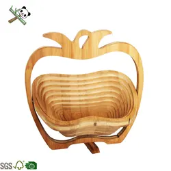 Homemade Popular Empty Folding Bamboo Wooden Candy & Fruit Basket