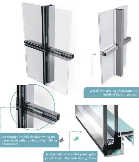 Imagery exposed and hidden frame aluminium curtain wall and facade double glazed