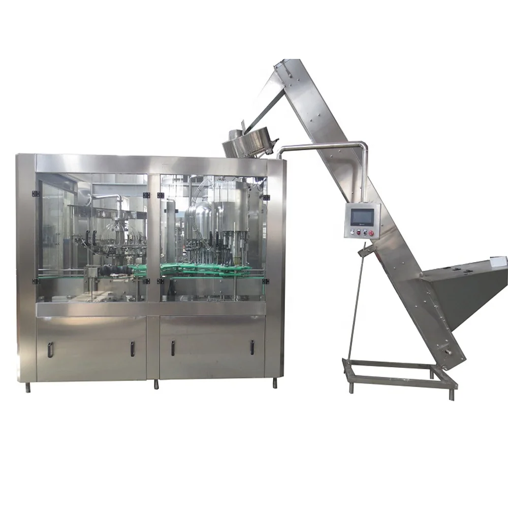 Three in one monoblock full automatic gravity type glass bottle apple cider filling machine equipment