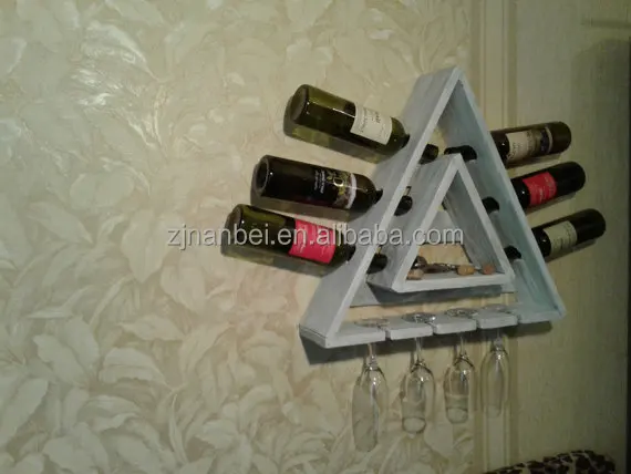 2024 Custom fsc certified rustic wall wooden wine rack vintage wood wine and glass shelf