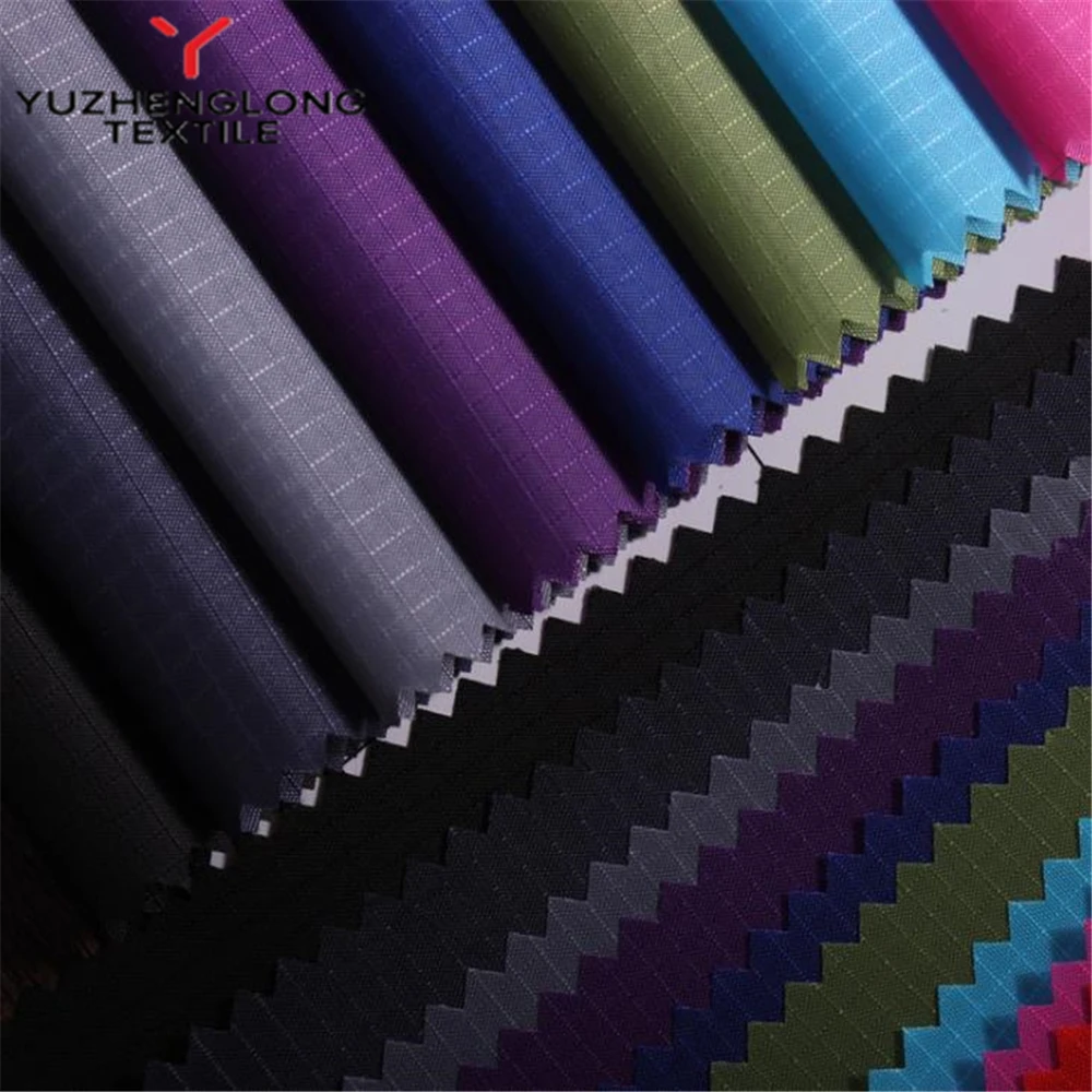 100%Polyester rib stop taffeta fabric with white pu coated/210T 0.3*0.3CM ribstop taffeta fabric