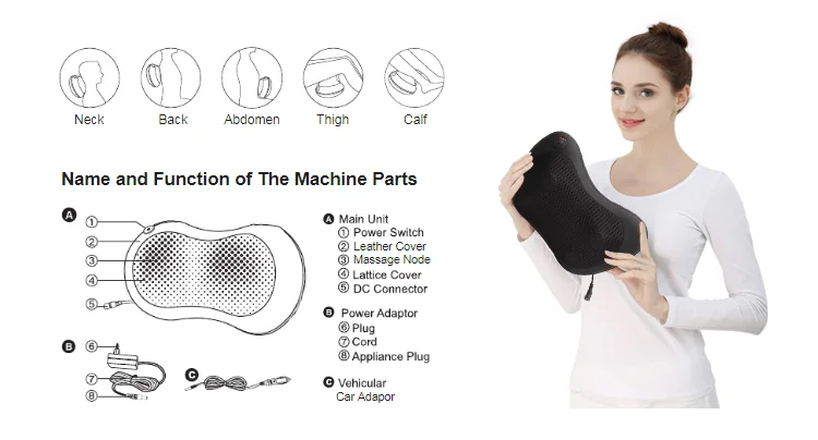 Most Selling Products Gray Kneading Car Head Neck Massage Pillow