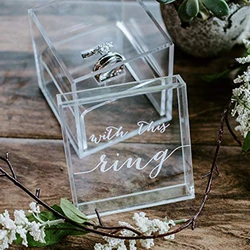 Прозрачная современная акриловая коробка для обручального кольца