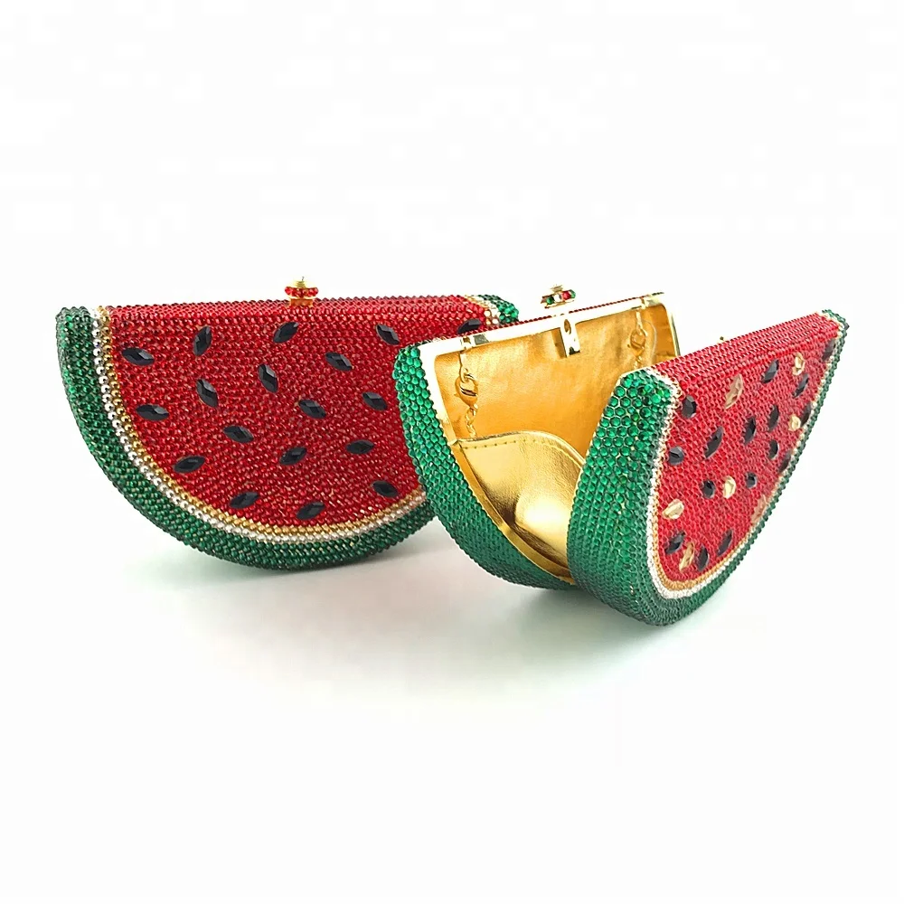 High quality custom watermelon shape full crystal evening party bag OC3656