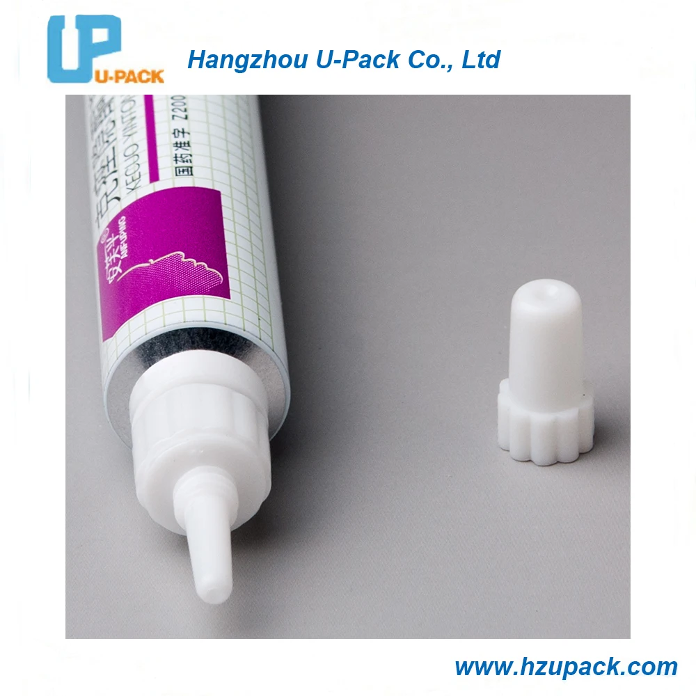 eye ointment Aluminium collapsible tube with plastic needle nose