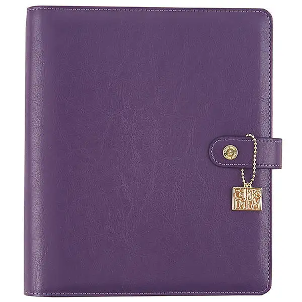 High Quality Custom Leather Personal Planner Pure Purple A5 Planner Binder for Office Supply