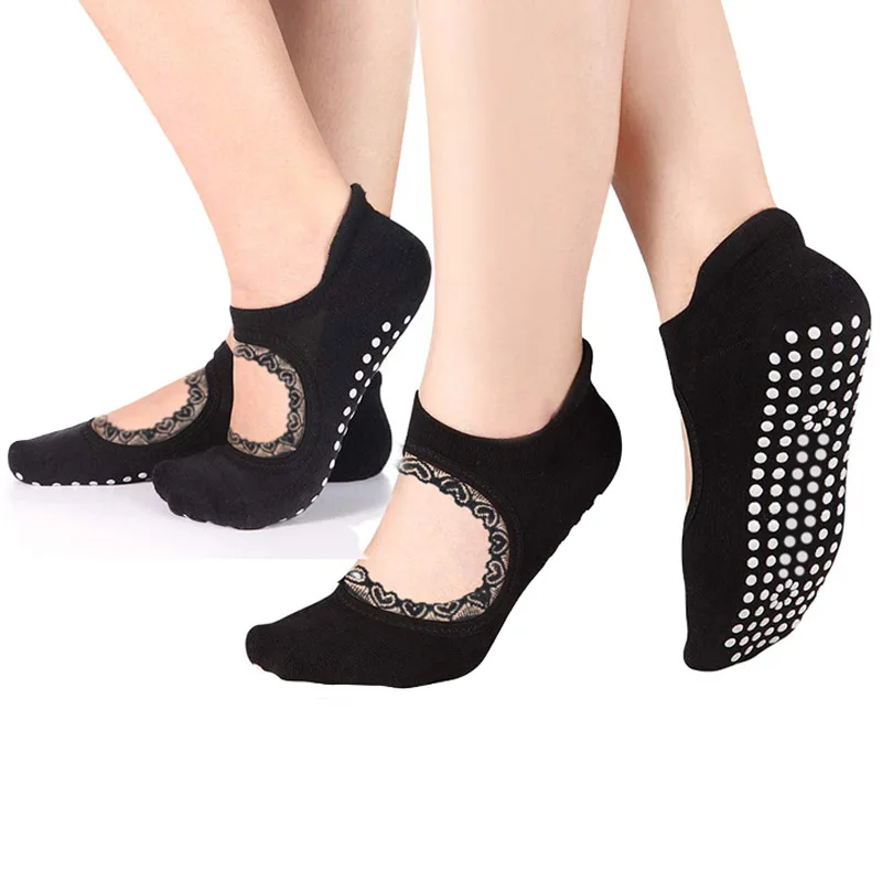 AJ18587 Combed Cotton Black Sparkle Sequins fish Net Anti Slip Yoga toe Socks women fish net yoga socks anti slip dots sole Set