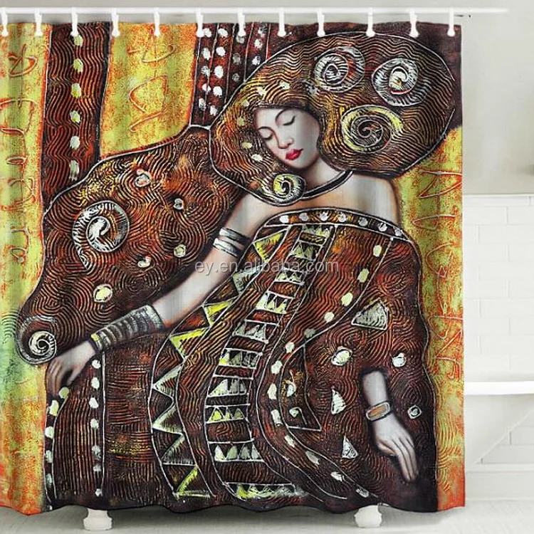 
Water Repellent Bath Curtain Digital Printing Polyester Africa Shower Curtain 