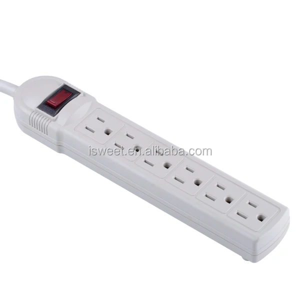H30006 1 FT 6 Outlet Safety Surge Protector Grounded AC Wall Power Strip