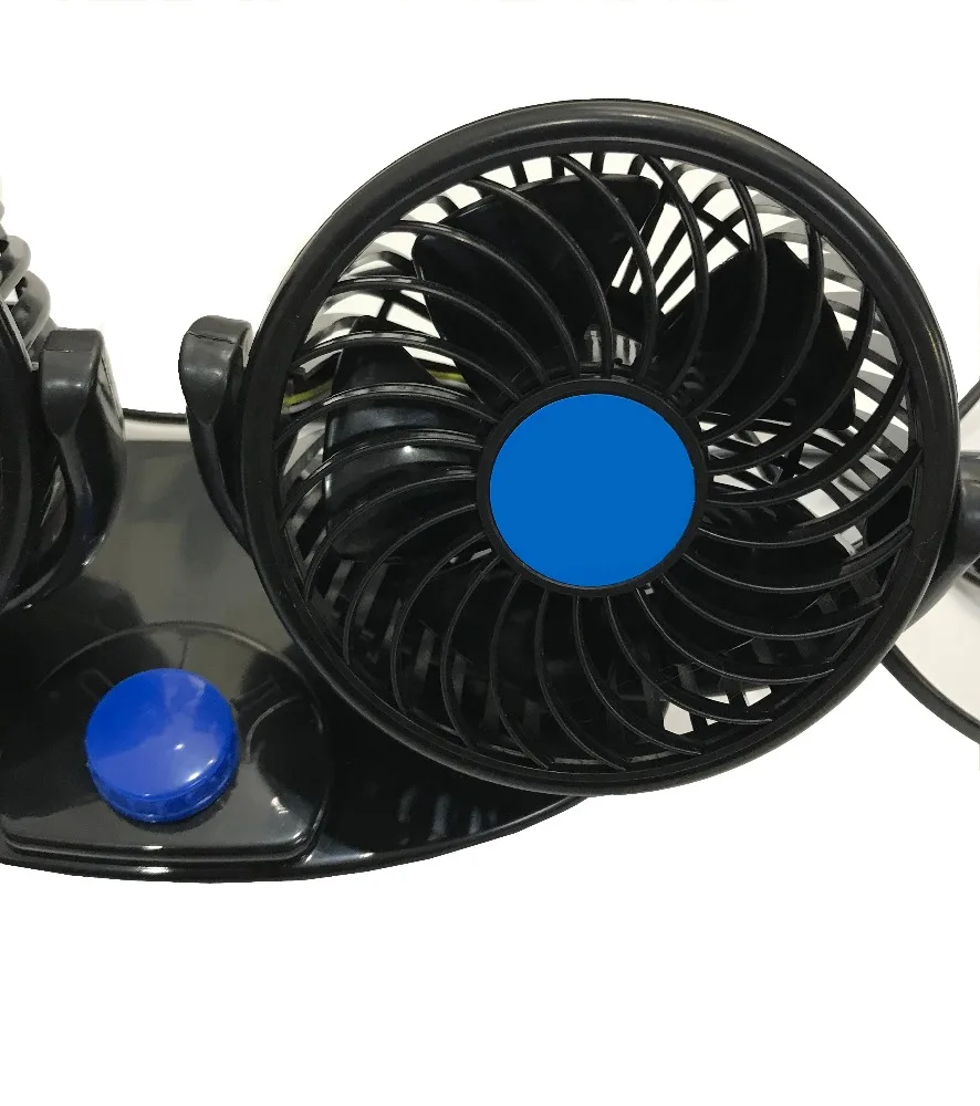 DC 12V Or 24V Double Head Fan Car Cooling Fan With Plastic Leaves (BT CF07)
