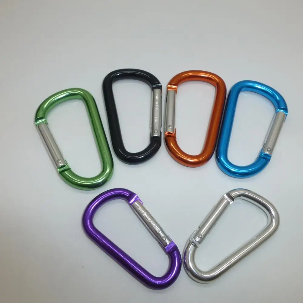 Carabiner Keychains Manufacturer Wholesale Cheap Aluminum Decoration Custom Logo Opp Bag D-shaped Metal Carabiner All Anodized
