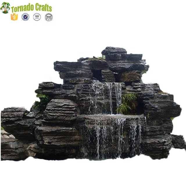 2017 Home and garden stone wall artificial fiberglass garden rock waterfall decoration