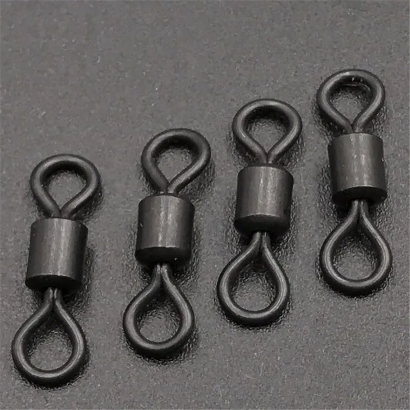 carp fishing accessories size 8 Rolling swivels matte black color for hook rigs