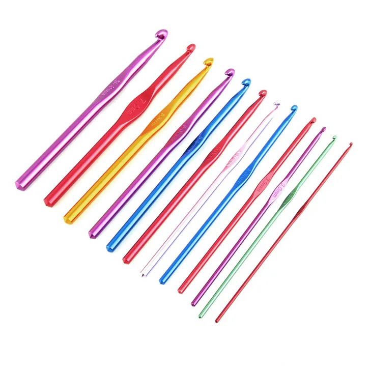 
Knitting Crochet Hook Needle Steel Set 12pcs 2.0mm,2.5mm,3.0mm,3.5mm,4.0mm,4.5mm,5.0mm Aluminum 