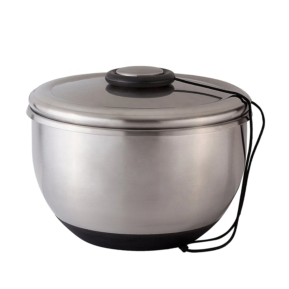 
kitchen Vegetable Veg Leaf Dryer Drainer Basket non-slip base Dishwasher Safe Bowl Stainless Steel Salad Spinner 