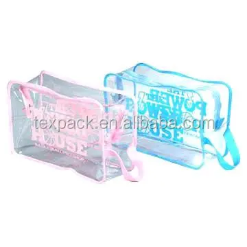 Оптовая продажа прозрачные виниловые сумки из ПВХ на молнии с ручками