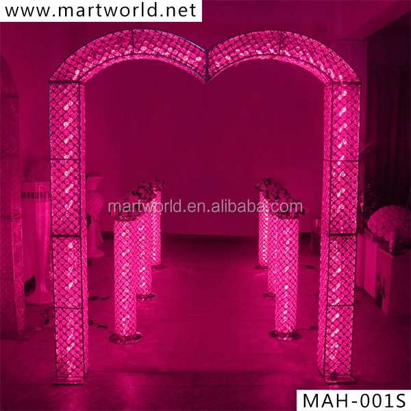 
2021 hight quality RGB LED light crystal arch LED backdrop wedding stage for wedding decoration and party decoration(MAH-001) 