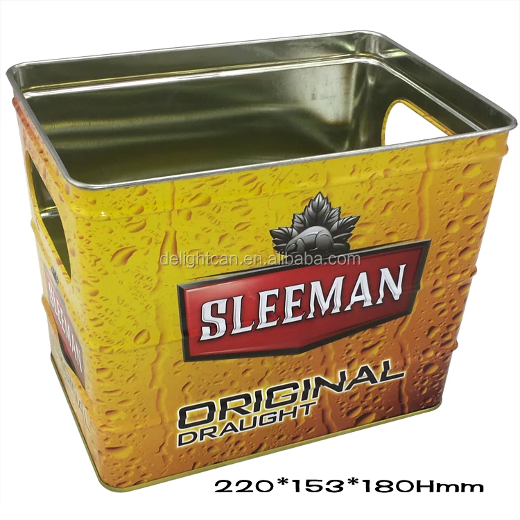 Customized print Ice beer Beverage Tin Bucket metal ice tin bucket for beer