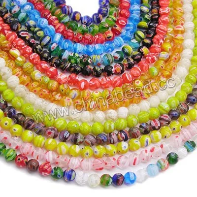 Wholesale millefiori beads, 6mm round millefiori glass bead for bracelet making