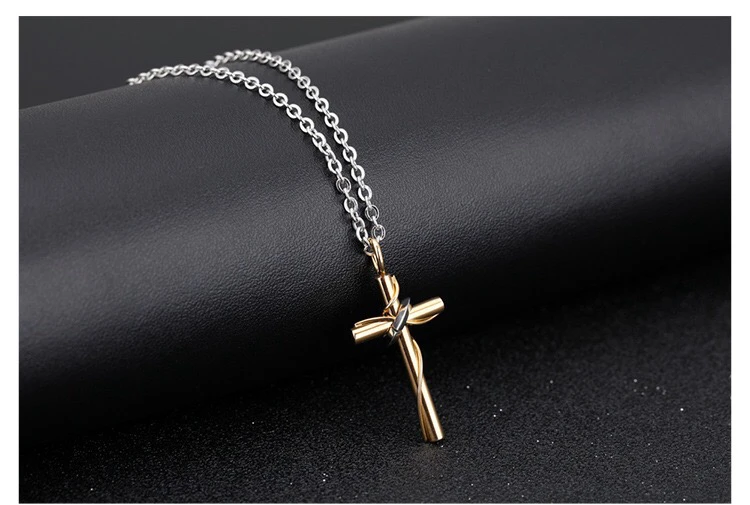 
Wholesale Gold Plated Rosary Stainless Steel Made Cross Pendant Necklaces 