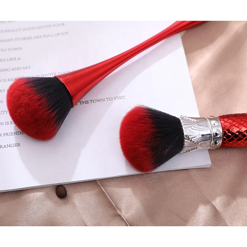 2019 Fangxia Professional Private Label Fiber Hair Plastic Handle Foundation Blush Brush Makeup Brush Nail Mermaid Brush