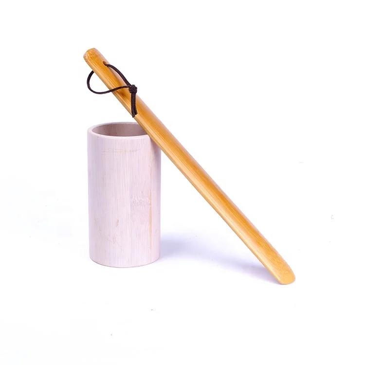 Bamboo long handle high quality durable on sale humanized design hand shoe horn