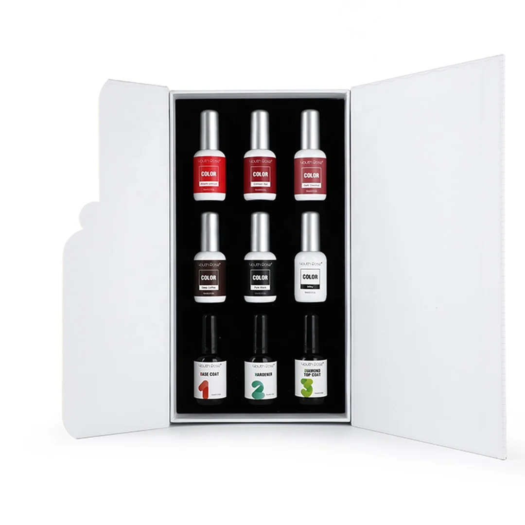 Молодежные розовое 9 штук ногтей Starter Kit 6 видов цветов лаки для ногтей база светлого цвета УФ-гель для ногтей комплект