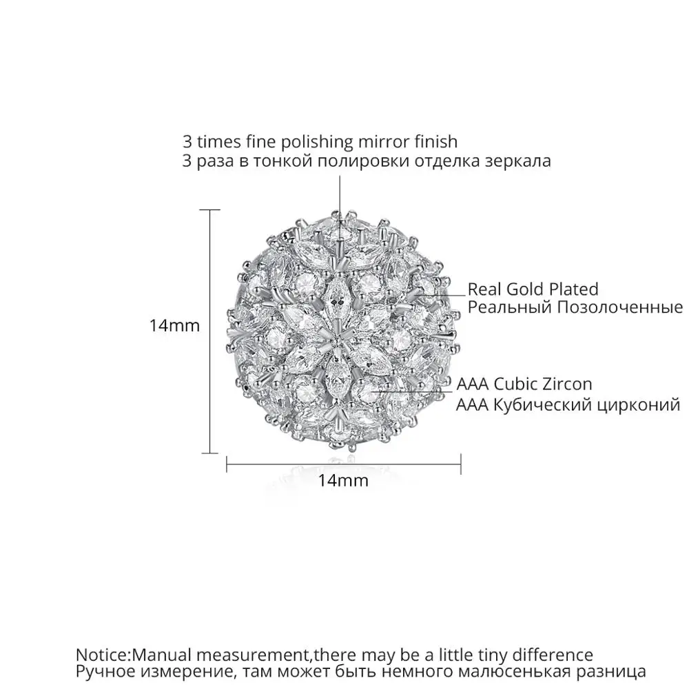 LUOTEEMI Flower Ball Cubic Zirconia Earrings Stud Zirconia Flowers Stud Earrings For Women Elegant