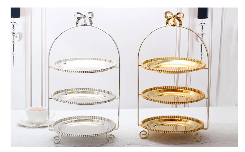 Miniature Wholesale Cheap Wedding Decorations 3 Tiers Small Mini Cupcake Holder Gold Cardboard Aftermoon Tea Cake Stand