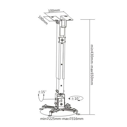 Universal 4365 projector ceiling mount kit for multi-media system