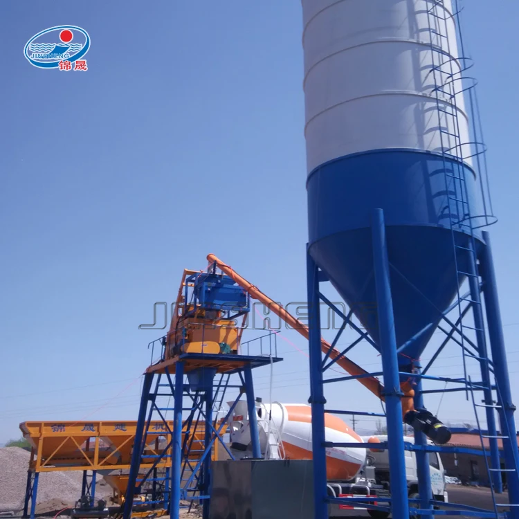 HZS35 stationary concrete batching plant supplier and ready mix concrete mixer plant in egypt for sale