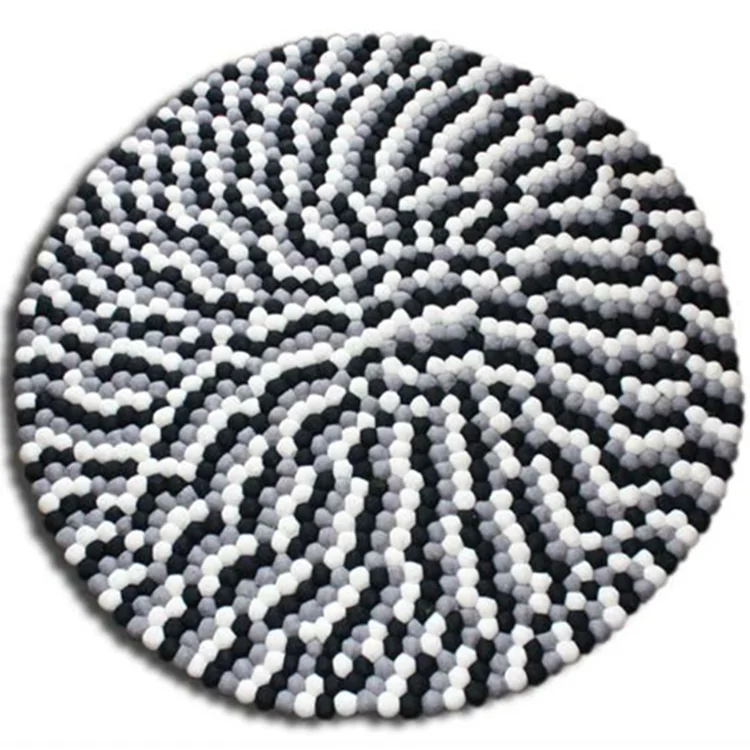 popular on amazon felt balls 100% wool carpet balls rug Rounded carpet