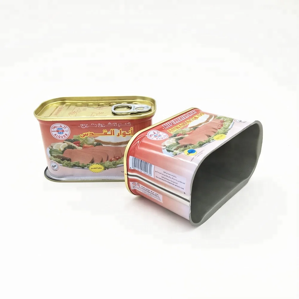 200g rectangular metal tin cans for luncheon meat food packaging
