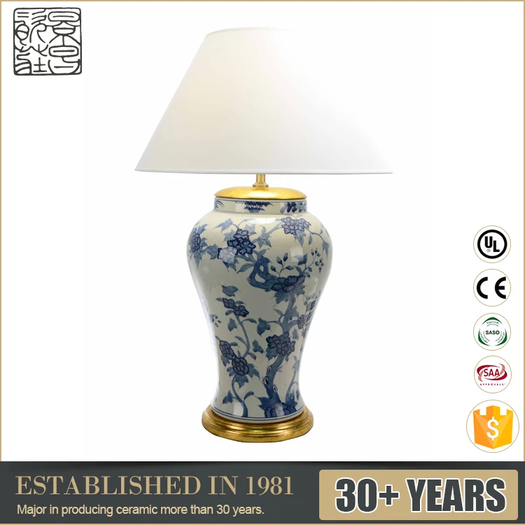 Reasonable Price Wholesale Retro Luxury Home Decoration Blue and White Antique Ceramic Table Lamp for Decor