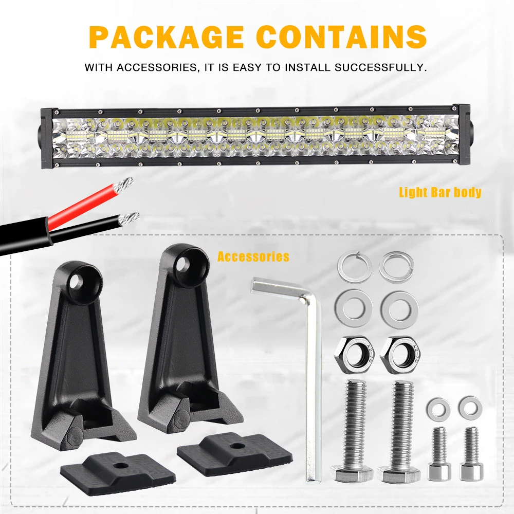 
Auto Lighting System Super Bright 9D 22 Inch 390W Triple Row Spot flood beam off road LED Light bar For Car 