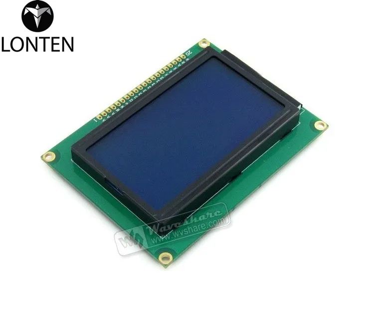 Lonten Lonten 3.3V 12864 Graphic LCD Module with128x64 dots and ST7920 / ST7921 IC TN/STN Blue Backlight White Character3.3V For