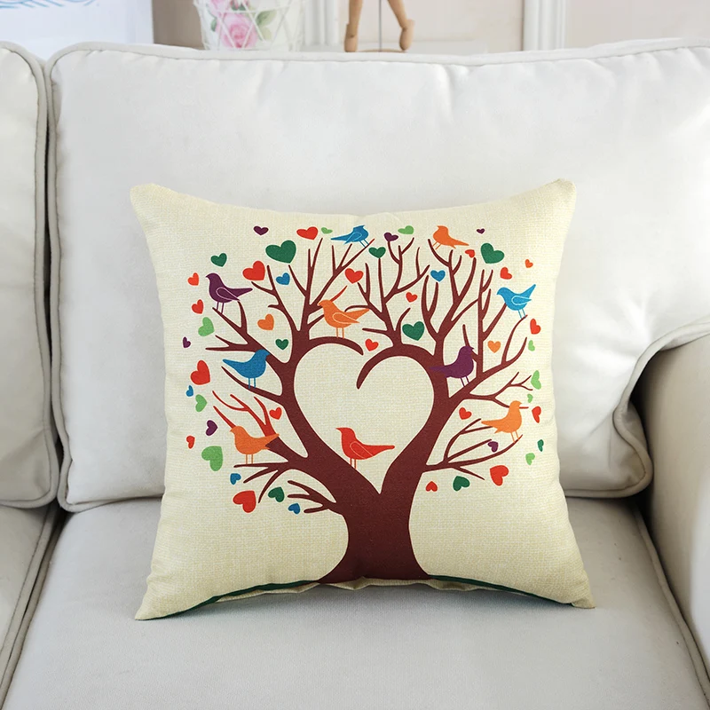 Wholesale Lovely Animal Printed Plain Natural Linen Cushion Cover With Office