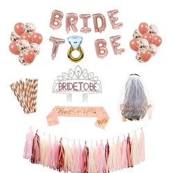 2019 new rose gold bride to be decorations kit sash tiara balloon straw Bachelorette Party supplies