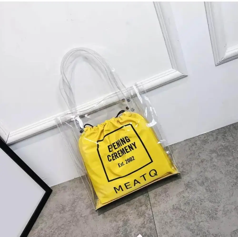 Best selling PVC hand bag TPU beach bag fashion clear shopping bags transparent tote  plastic handbag