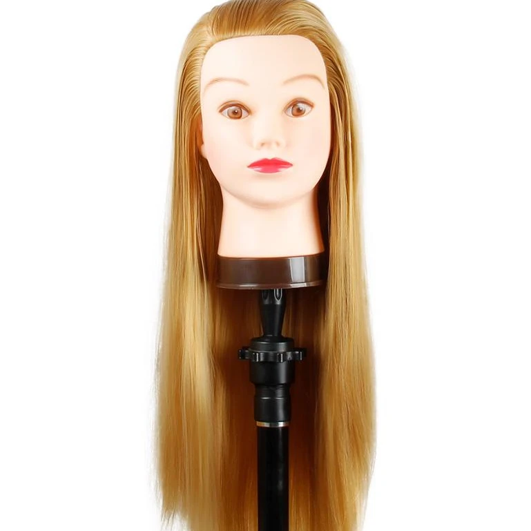 Манекен для парикмахерской 24 дюйма, синтетический манекен, голова для косметологии, тренировочная голова
