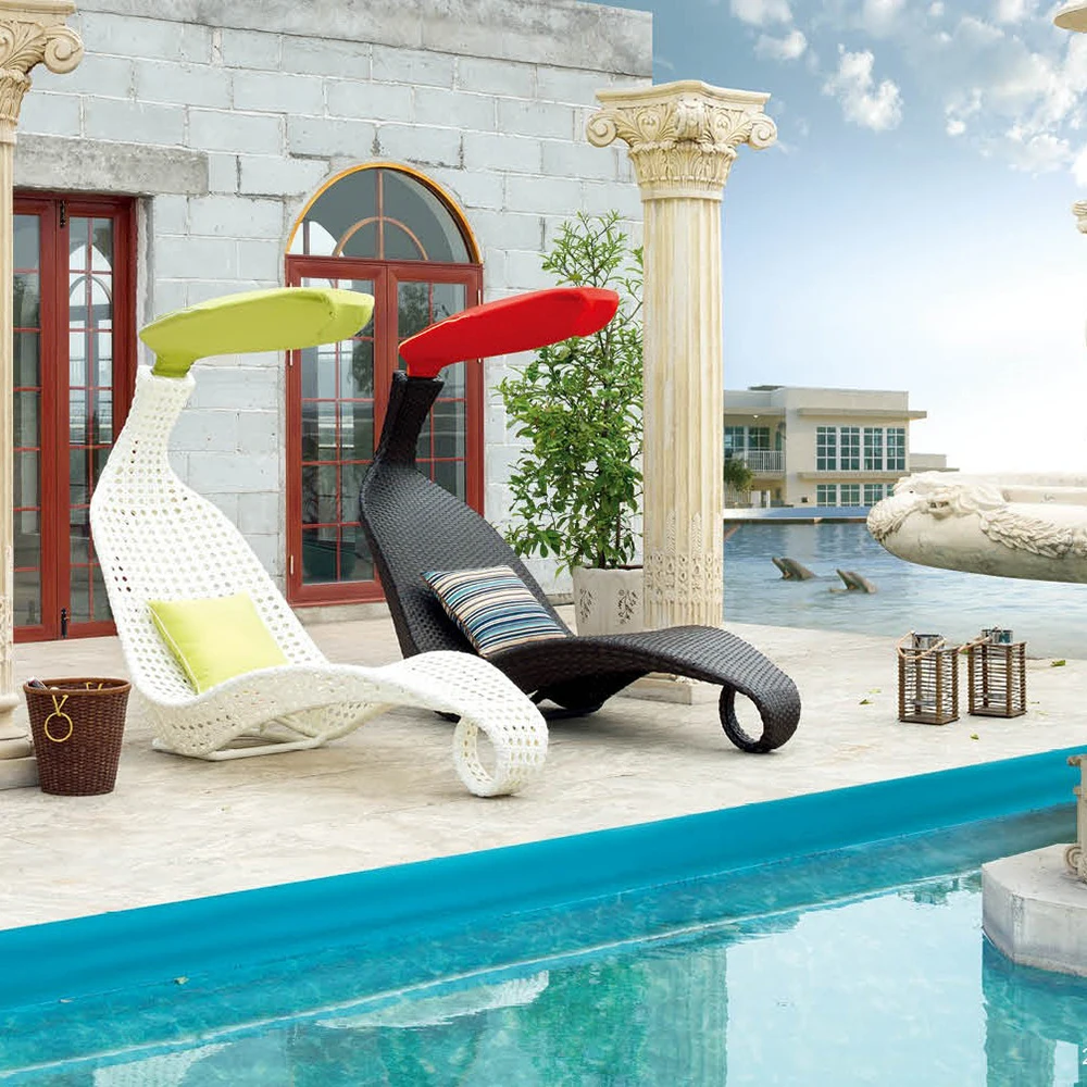 unique rattan sunlounger outdoor hotel swimming pool lounger