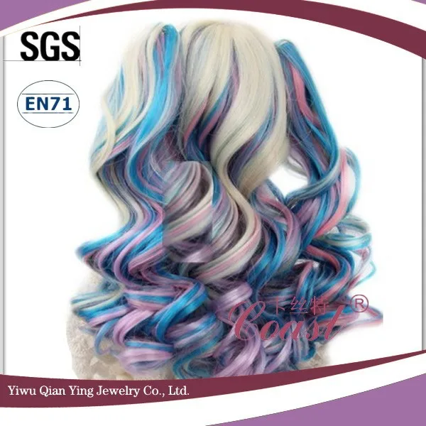 Color Mixed Beautiful Lolita Styling Cute Fashion Bjd Doll Wigs with Ponytails for Girls