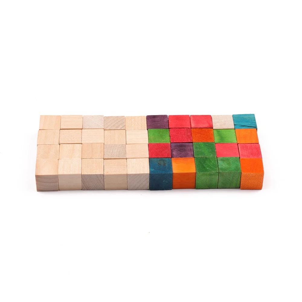 2018 Best Selling Children DIY Natural Color  Wooden Cubes and Blocks