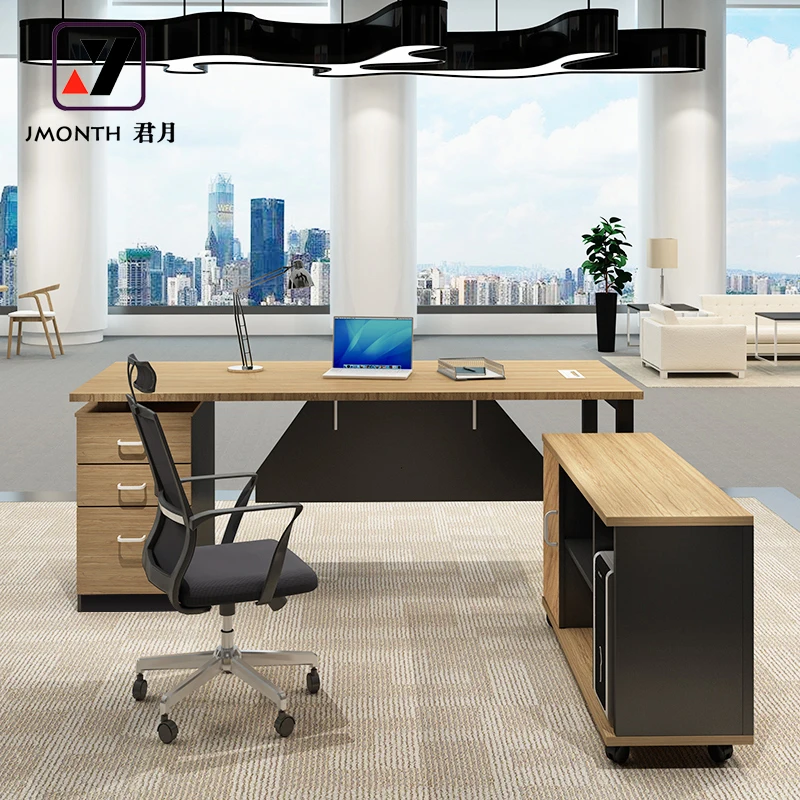 Modern Office Furniture L Shaped MFC Melamine Wooden Manager Executive Office Desk