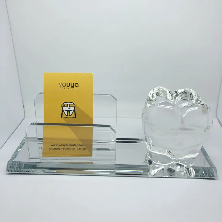 High Quality Crystal Pen Holder & Business Card Holder For Desk