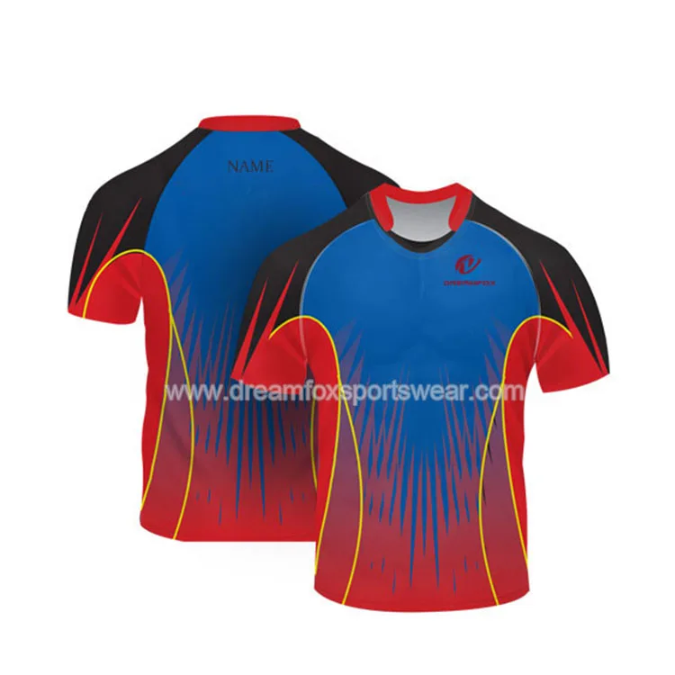 breathable and confortabal fabric youth team training rugby jersey shirt cheap sublimation printed rugby t shirt