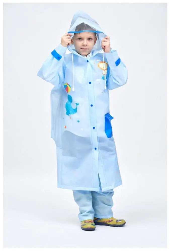 Hot sale children rain coat for boys and girls lion pattern cute school kid raincoat cheap child rain coat with hood for student